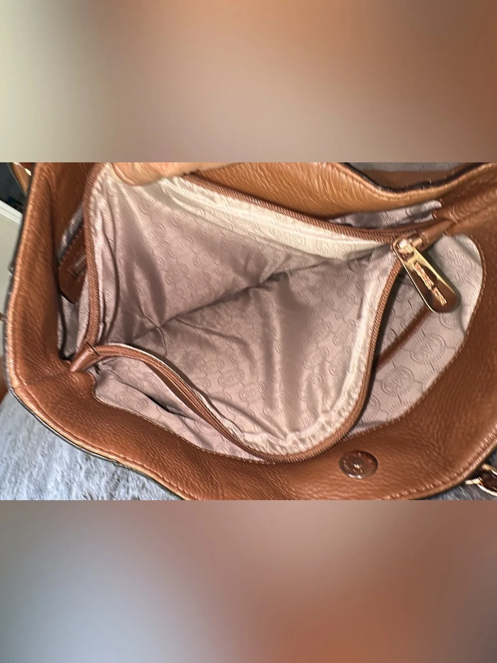 Michael Kors Harper Luggage Brown Leather Medium North South Tote. (Bags 21)